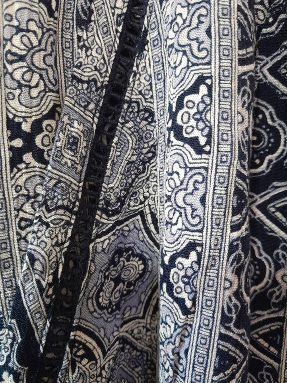 Three Dots Boho Pull On Wide Leg Flowy Blue Casual Rayon Pants Size Large - Picture 4 of 9
